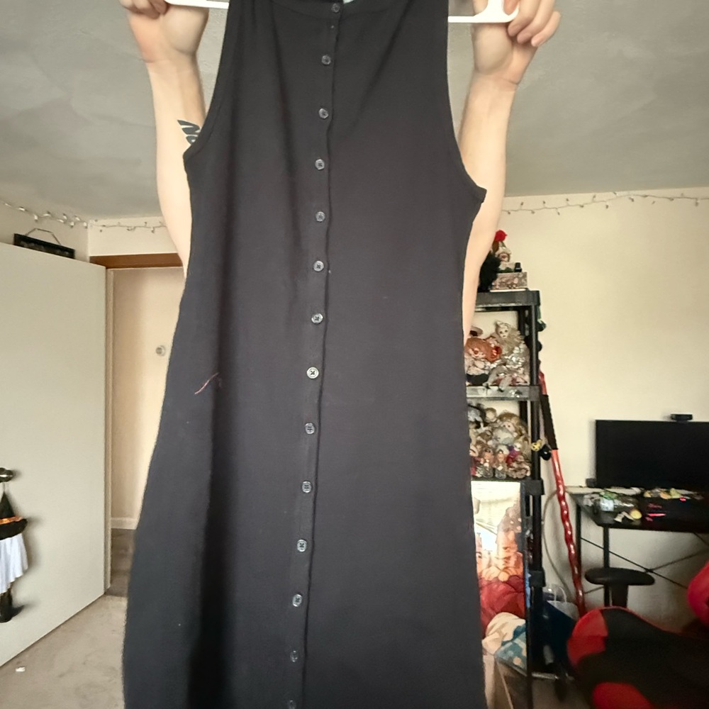 Wild Fable Black Button-Down Midi Dress